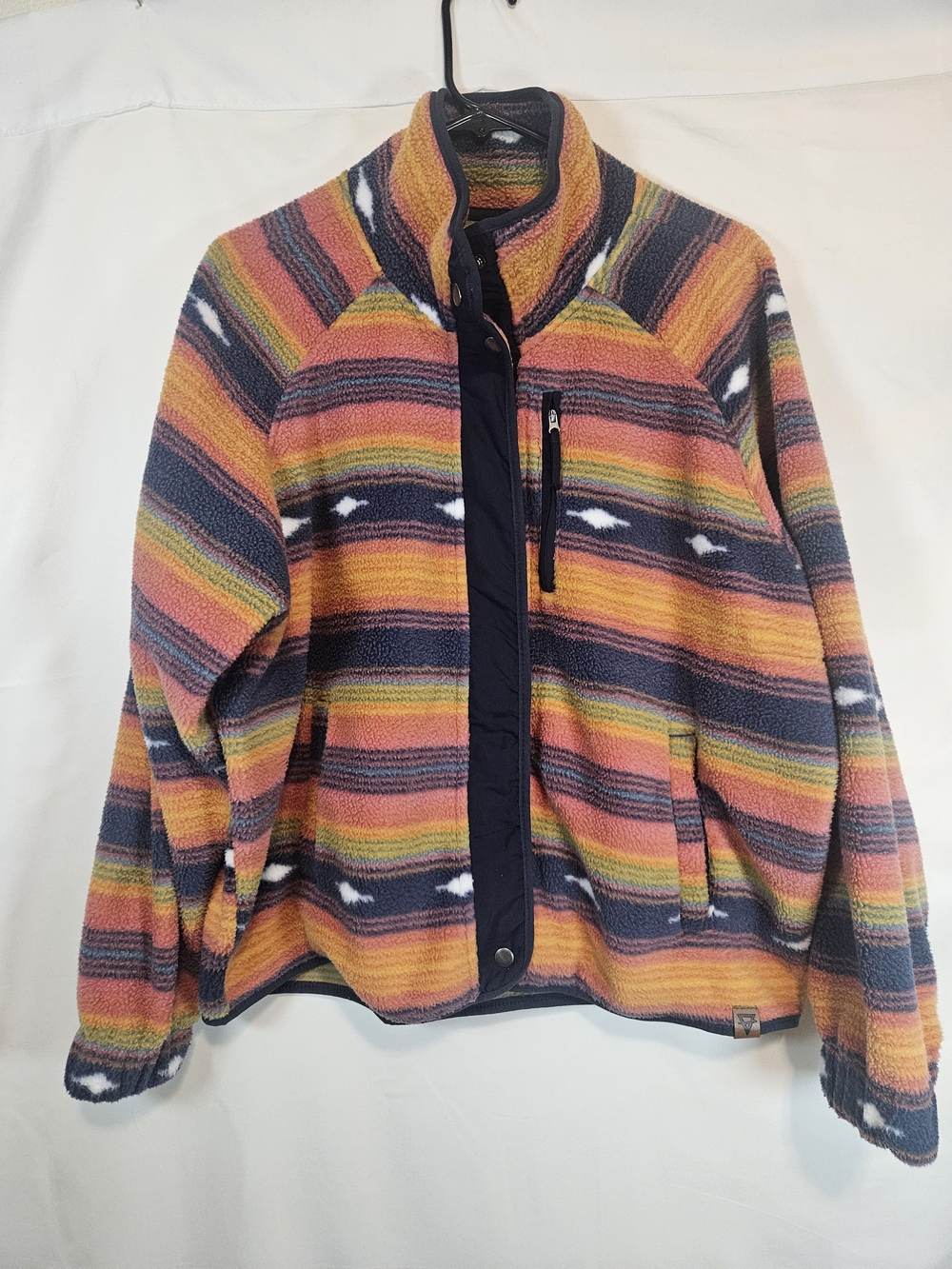 Striped Multi-Color Fleece Zip Jacket - Women's